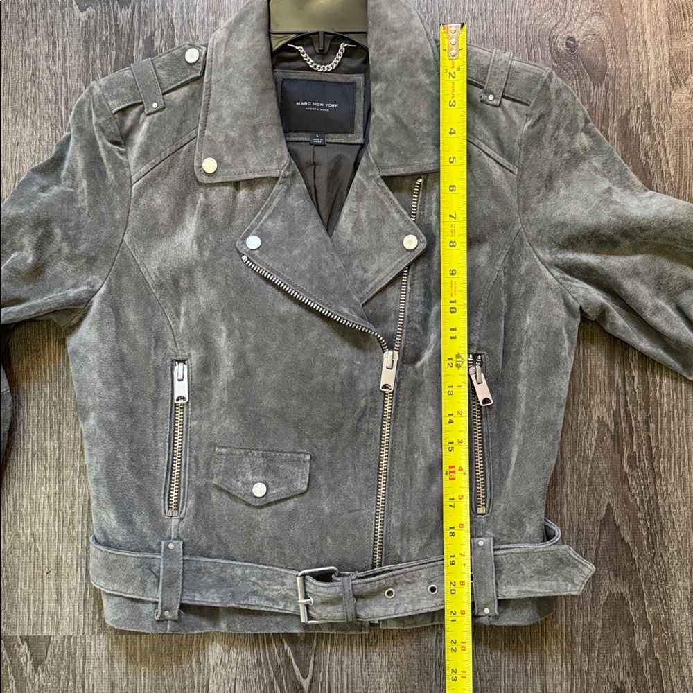 Marc New York Gray Suede biker jacket. - Picture 4 of 11